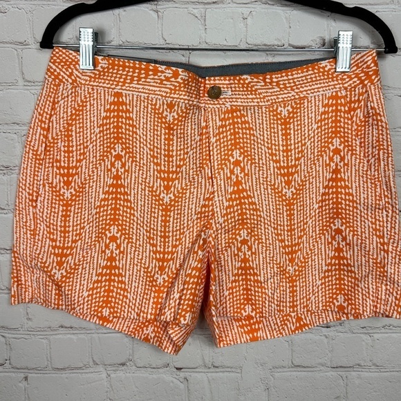NWT Banana Republic Size 6 Hampton Fit Shorts 3" inseam Tangerine White Print - Picture 1 of 5